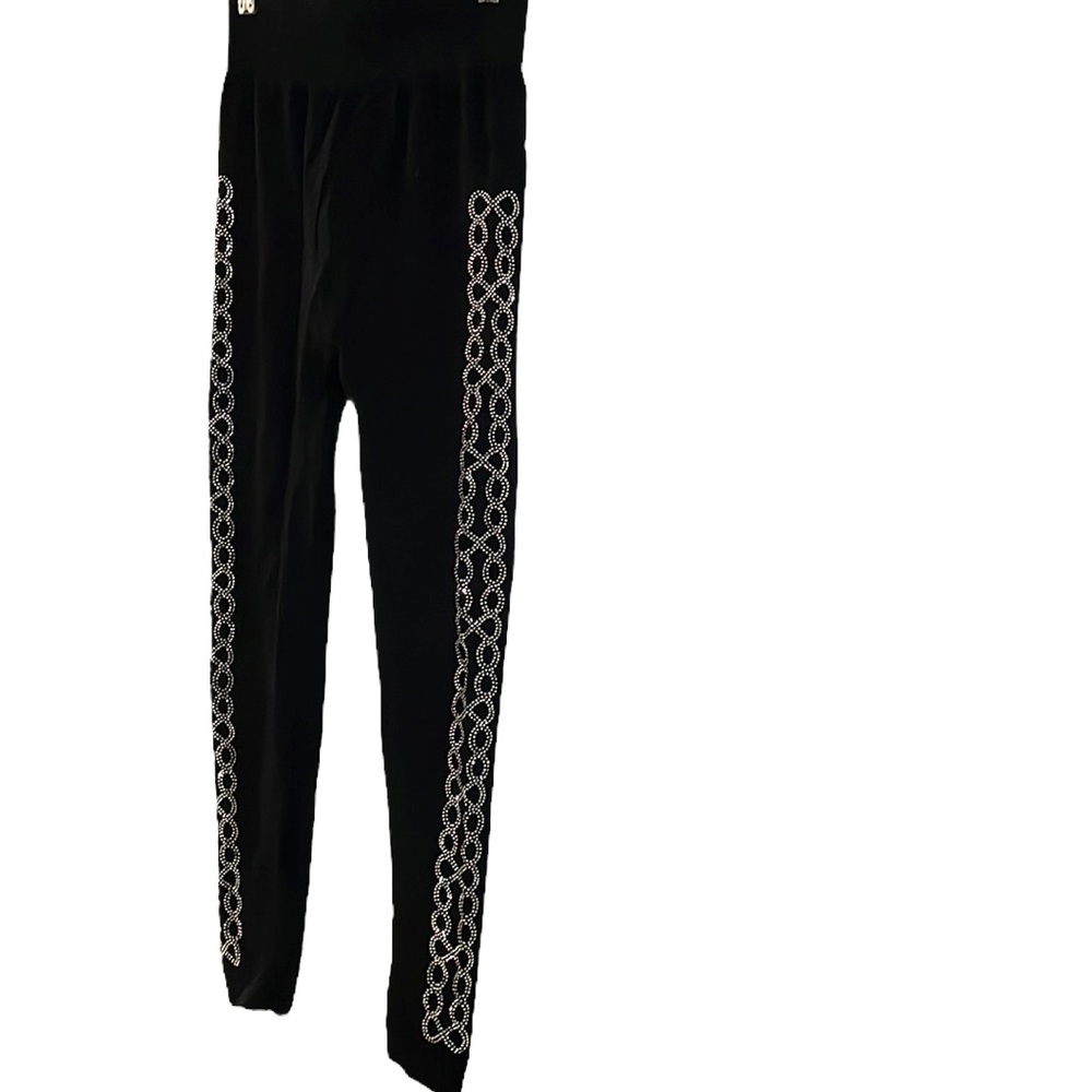 Shiny New York rhinestone detail cropped leggings OSFA